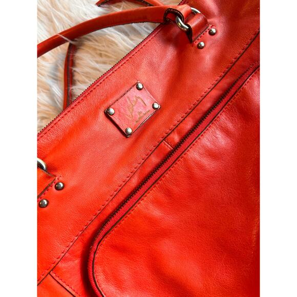 Velez‎ Women's Leather Shoulder Handbag Classic Minimalist Teacher Orange - Picture 2 of 14